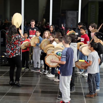 Indigenous group with drums